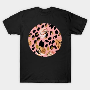 Modern abstract rose and leopard texture T-Shirt